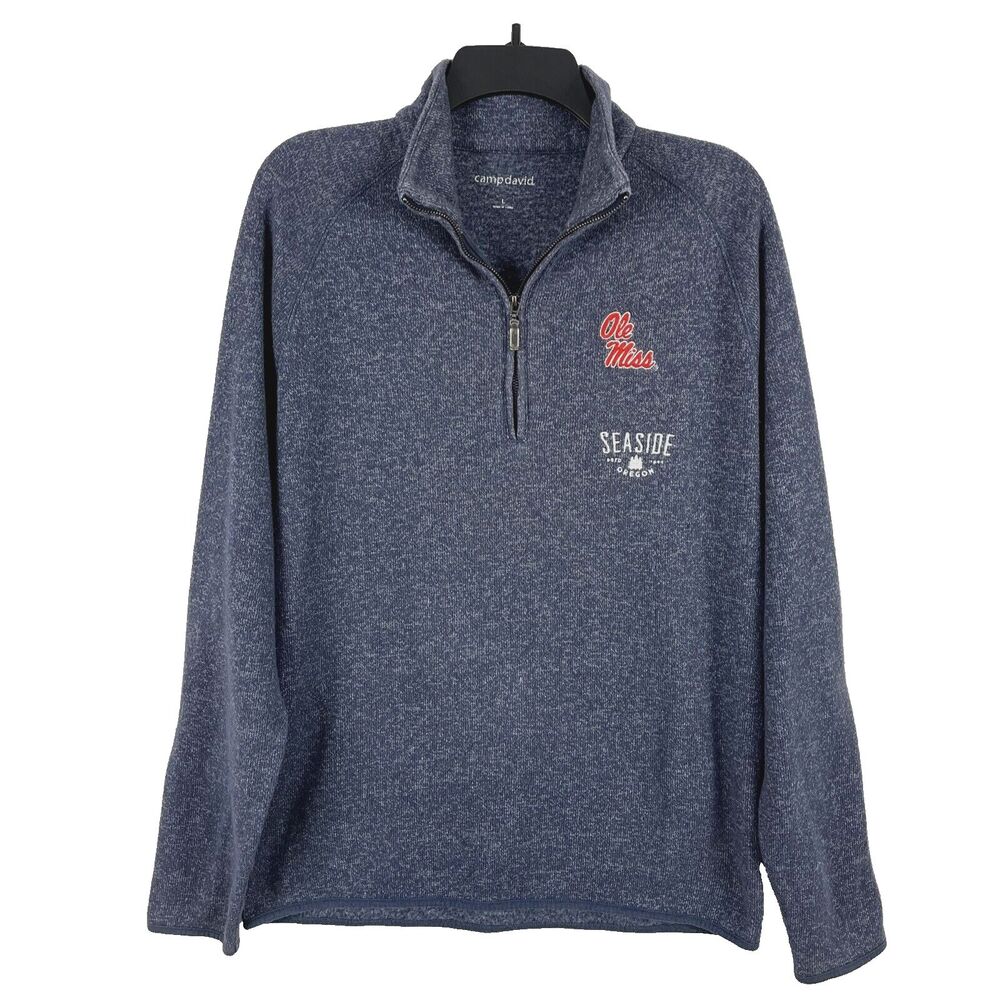 Womens Sweatshirt Gray Pullover1/4 Zip Seaside Oregon Ole Miss SZLG Lightweight